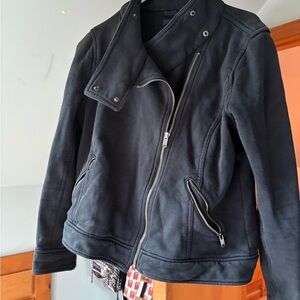 Black Moto Jacket with Zipper Details